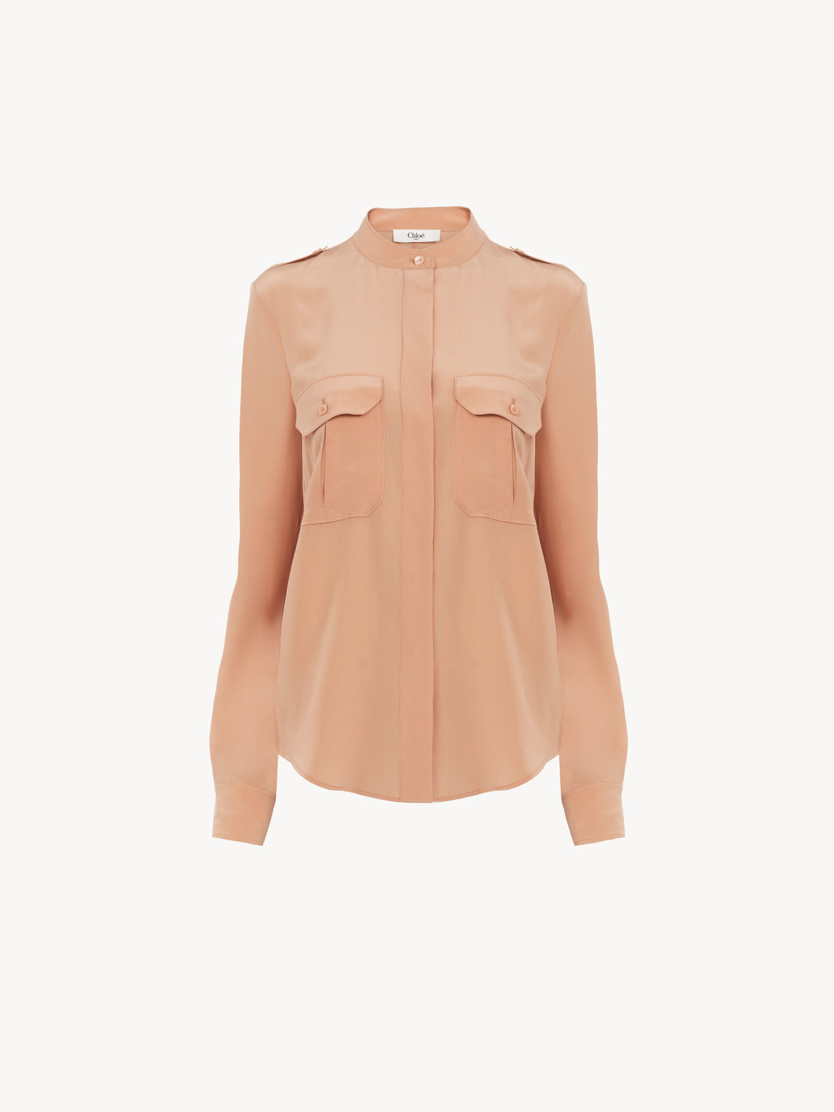Chemisier droit en soie - Sand Brown