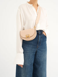 Mini sac porté épaule Marcie en cuir - Cement Pink