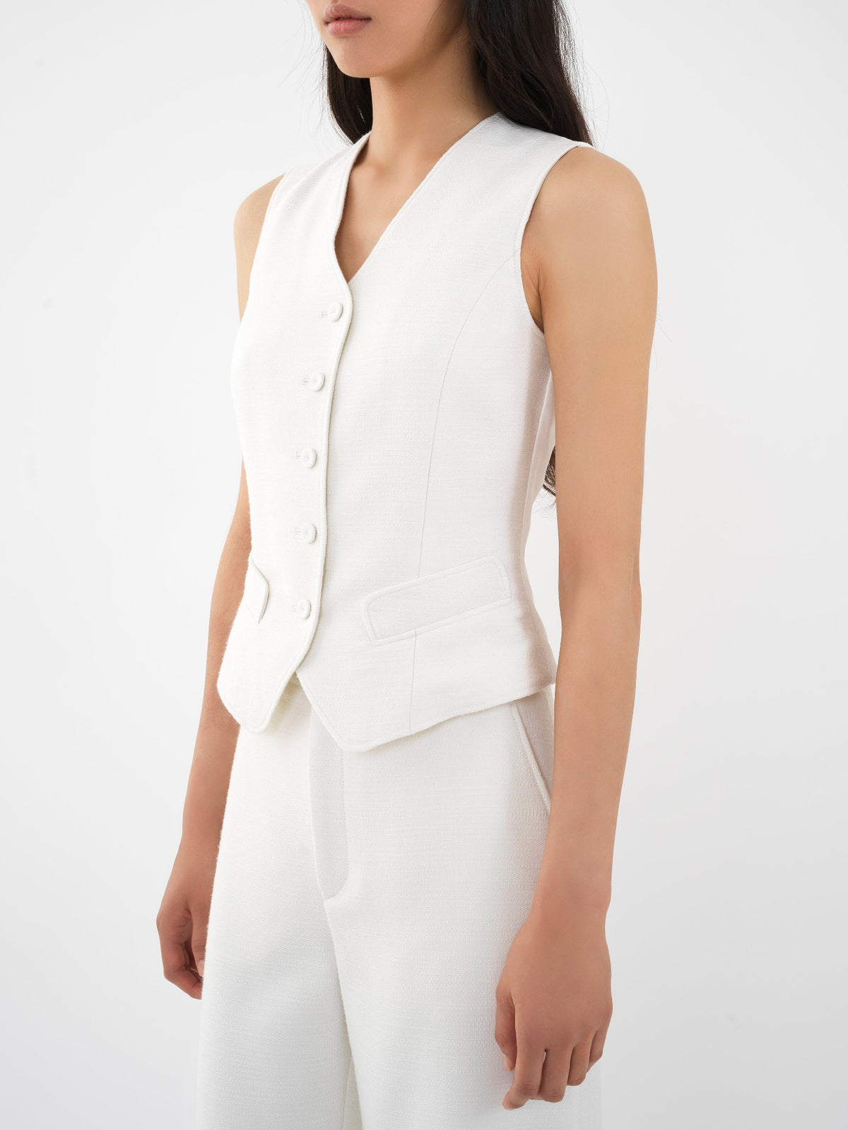 NEW_Gilet à boutons en soie - Eden White