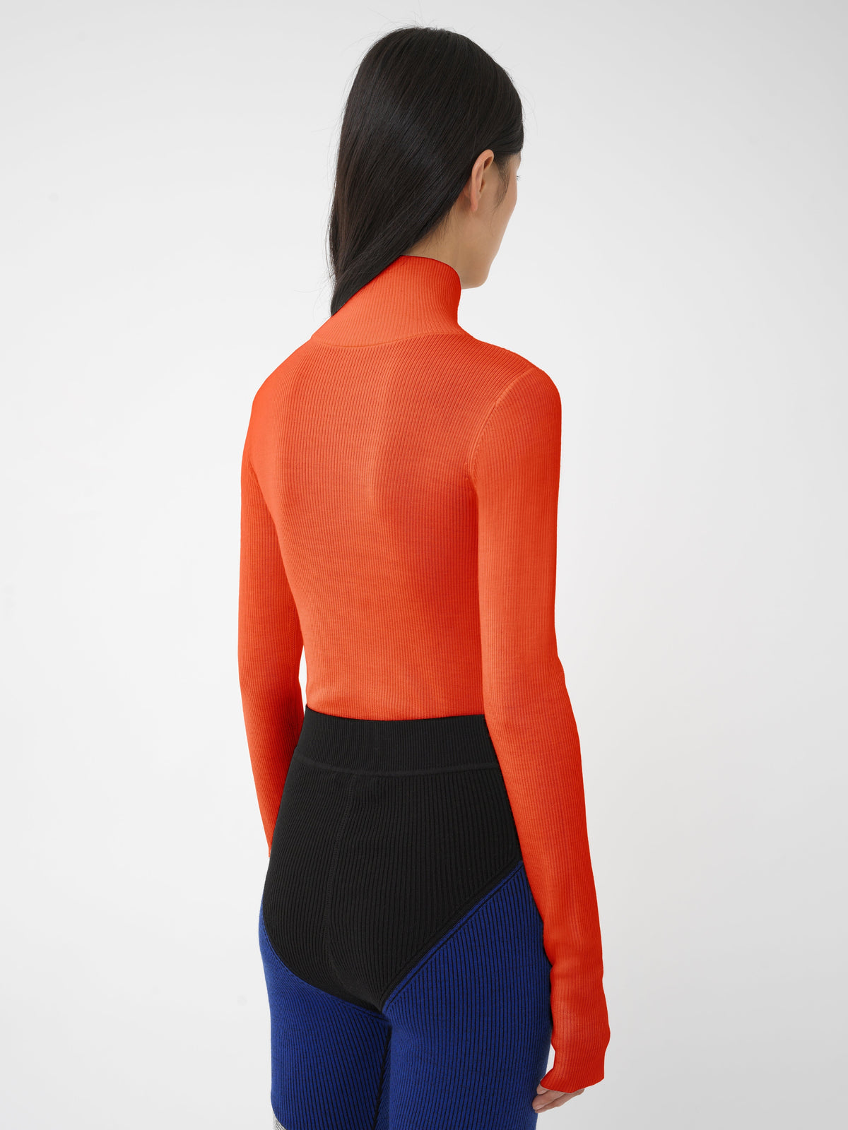 Pull col roulé en laine - Blooming Orange