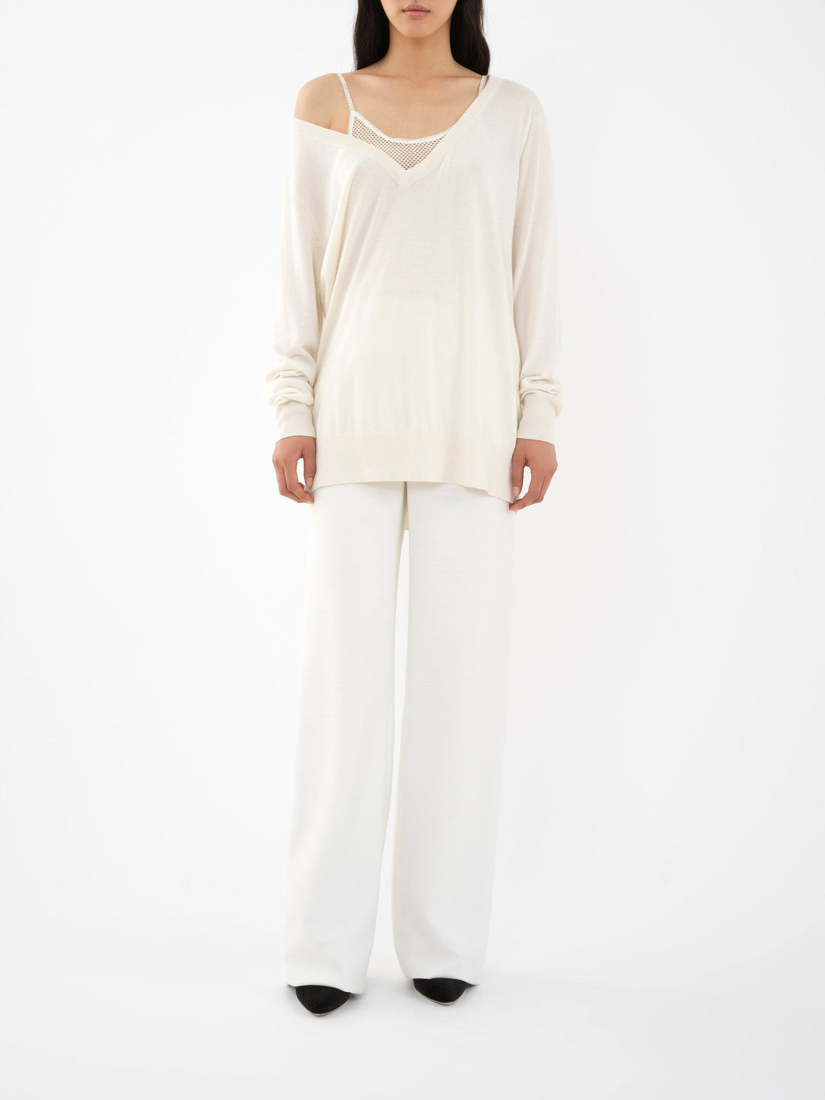 Pull en cachemire et soie - White Powder