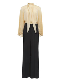 Blouse à col noué en soie - Wooden Beige