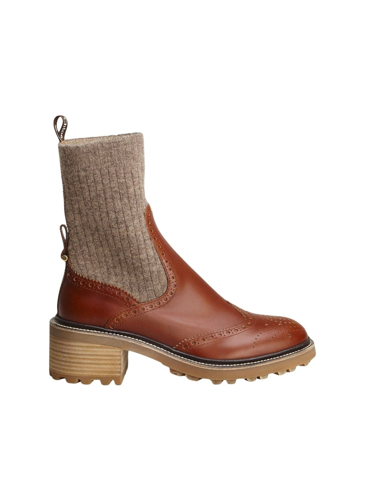 Bottines chaussettes Franne 50 en cuir - Classic Tobacco