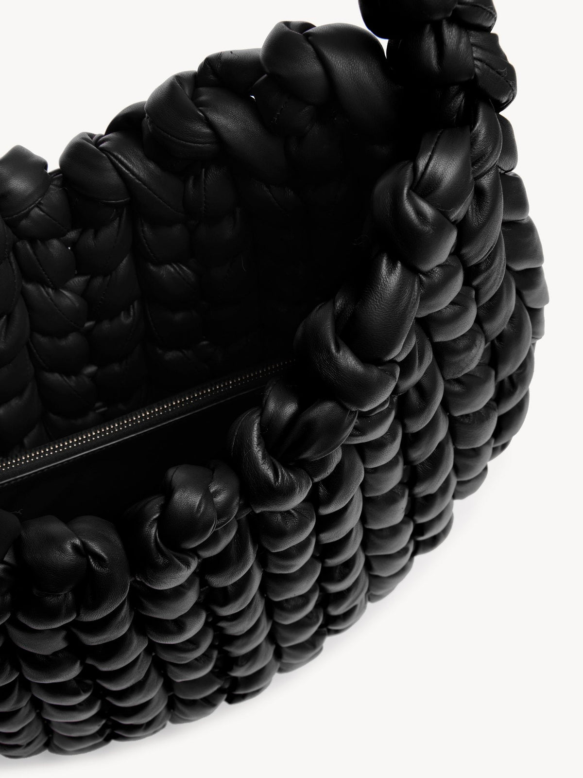 Grand sac hobo Wooden C en cuir - Black