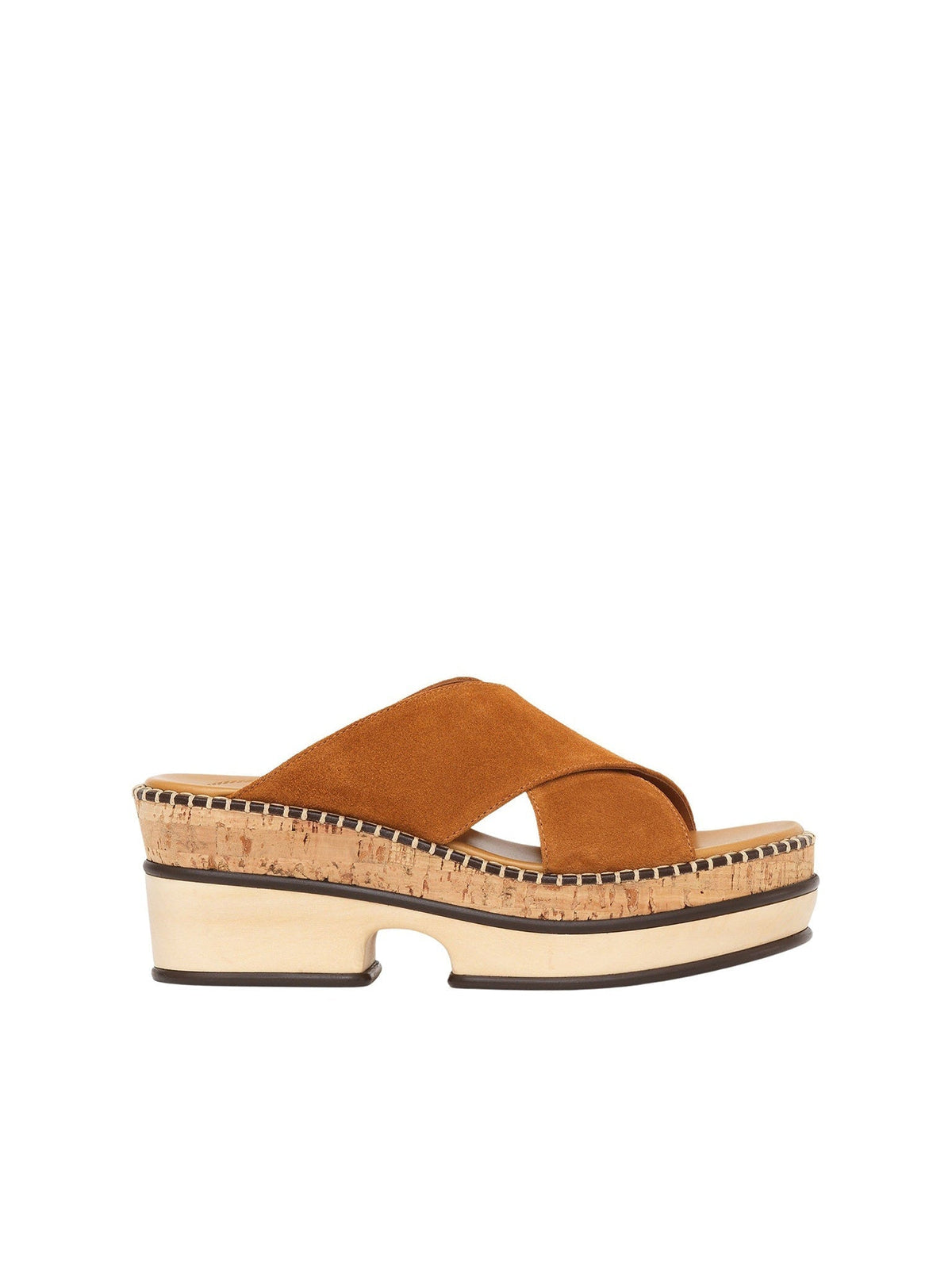 Mules compensées Laia en cuir - Caramello