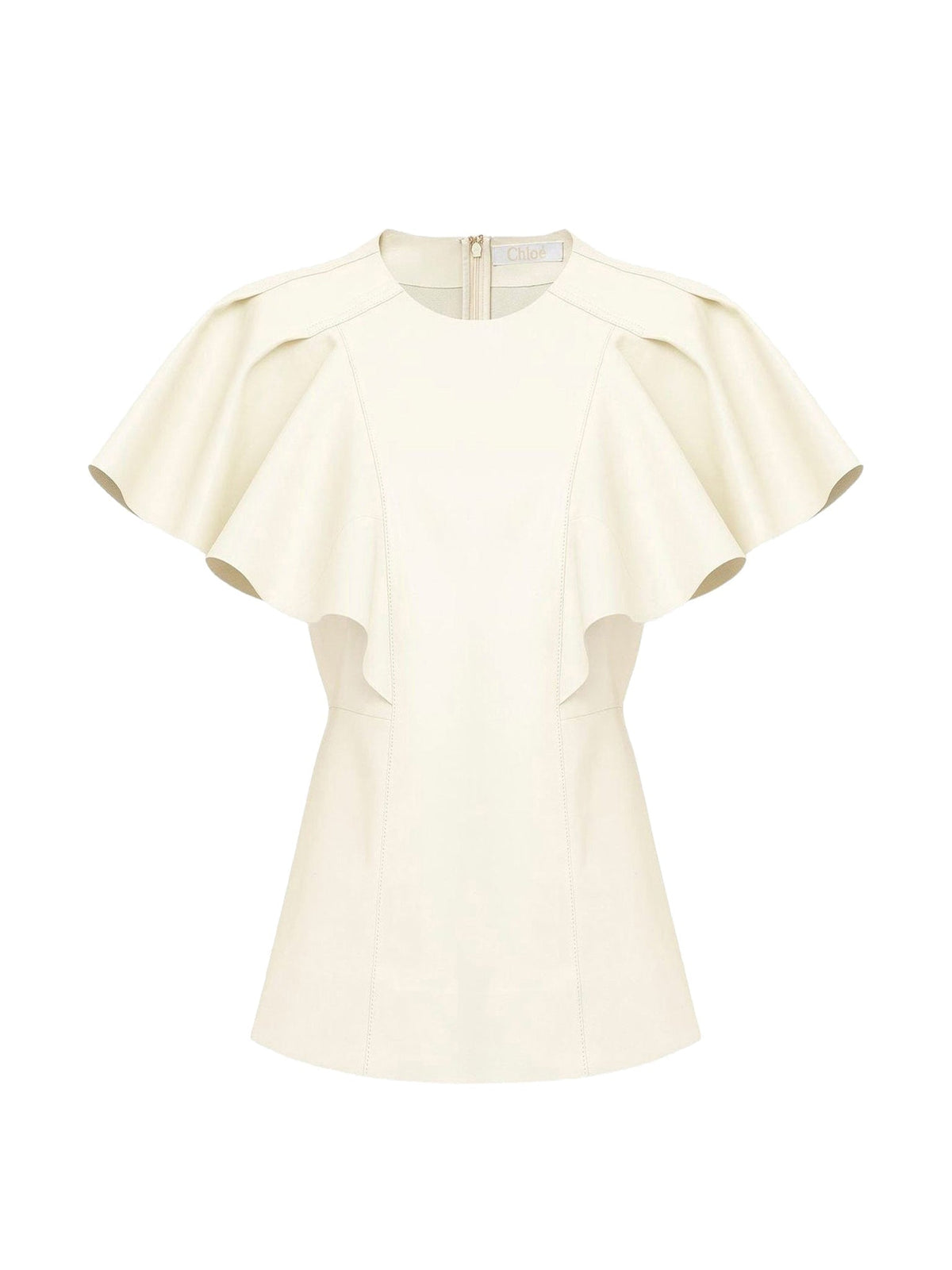Blouse volantée en cuir - Confident White