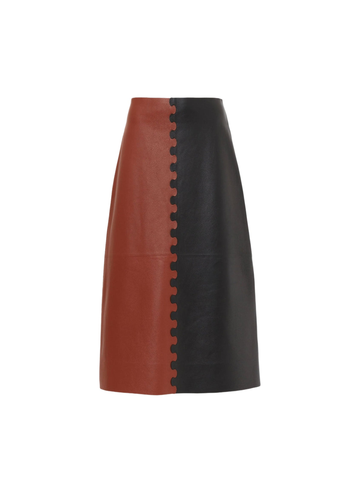 NEW_Jupe midi en cuir - Multicolor Black