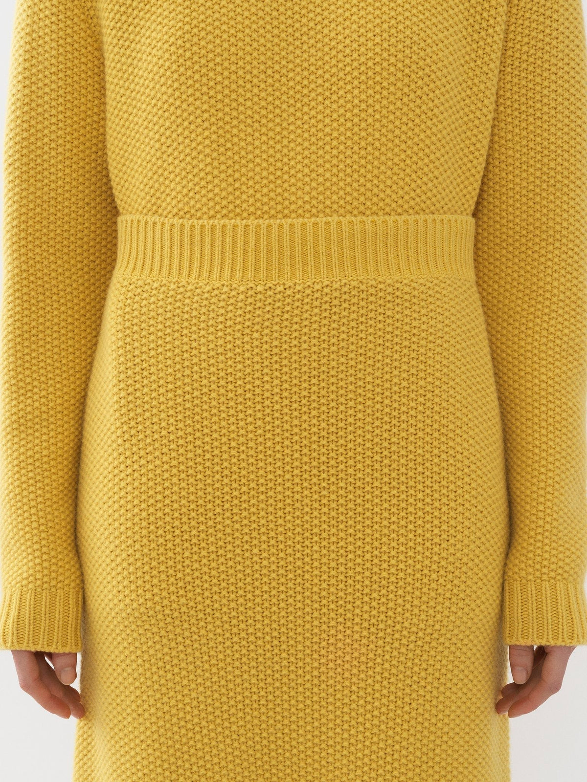 Jupe midi évasée en cachemire - Joyful Yellow