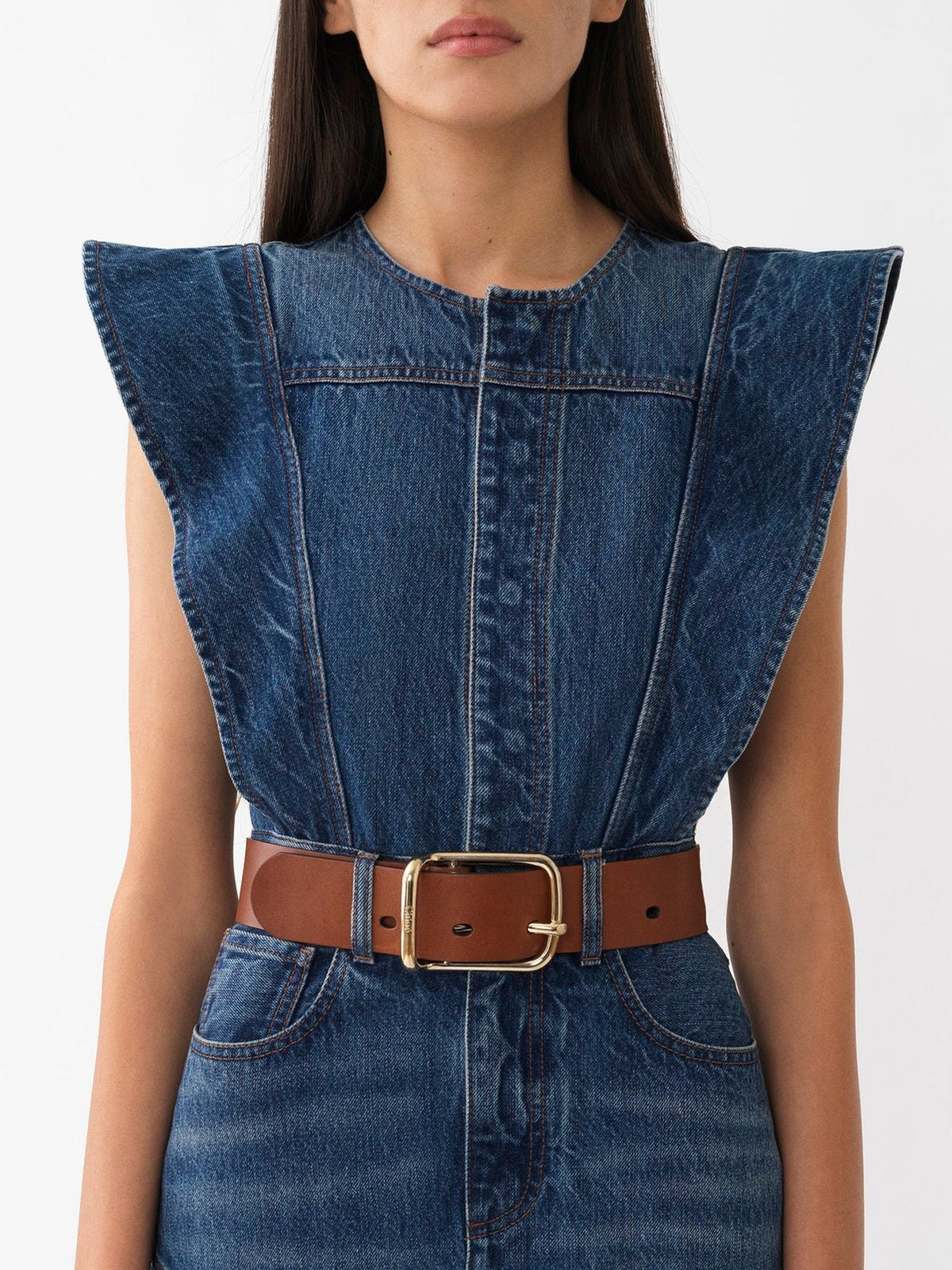 Robe trompe l’oeil évasée - Dusky Blue