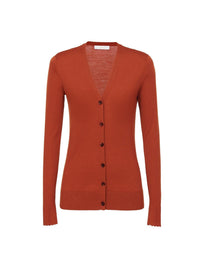 Cardigan à col V en laine extrafine - Tulip Red