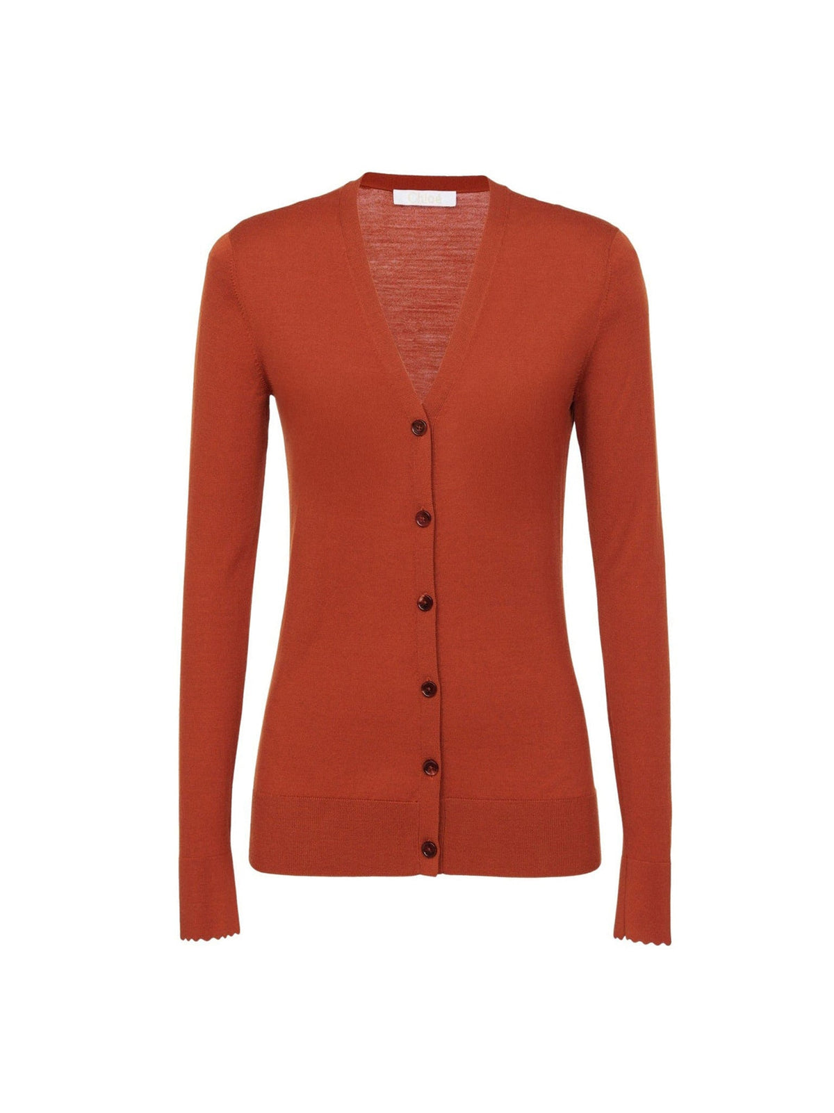 Cardigan à col V en laine extrafine - Tulip Red