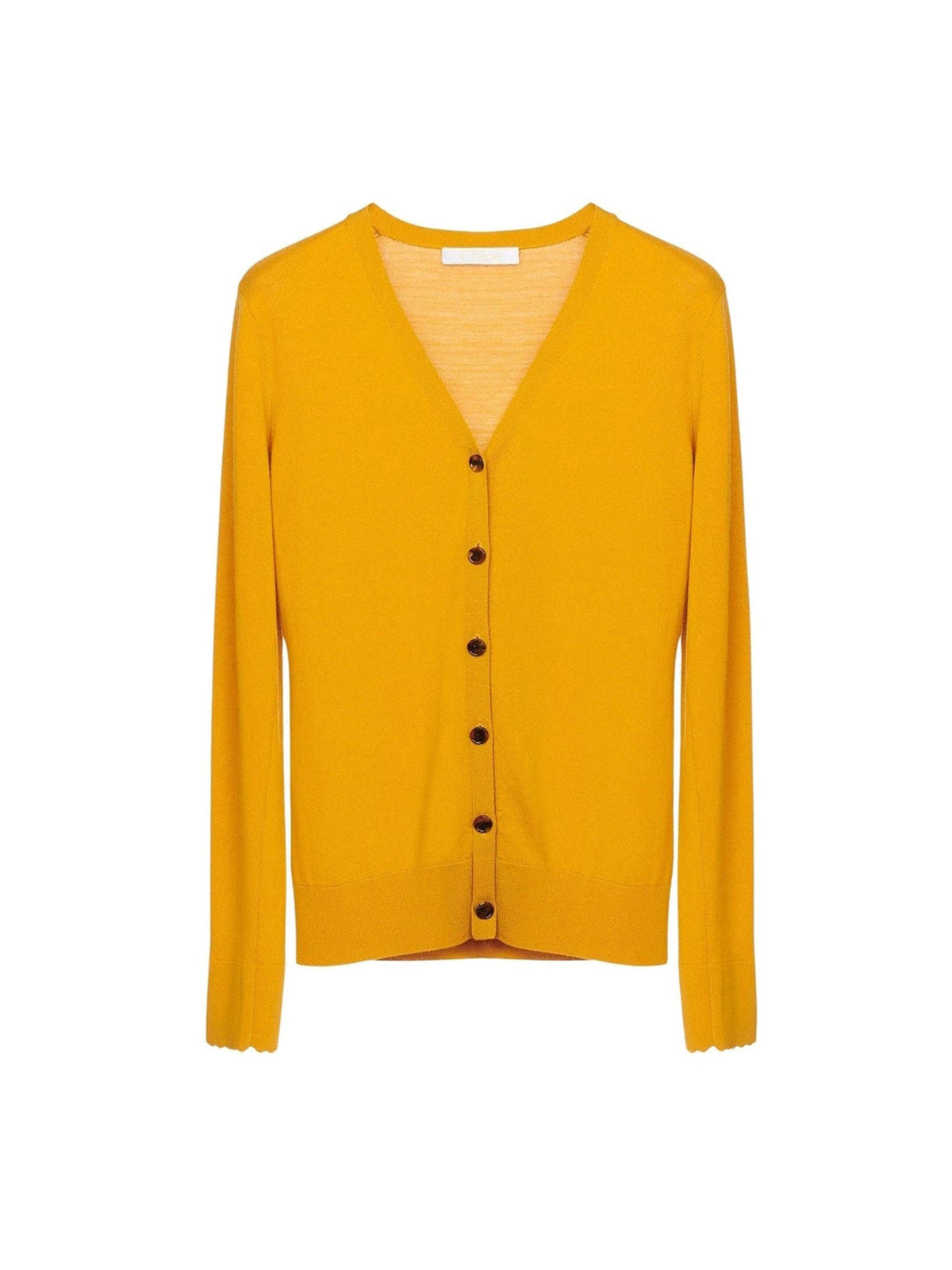 Cardigan à col V en laine extrafine - Golden Yellow
