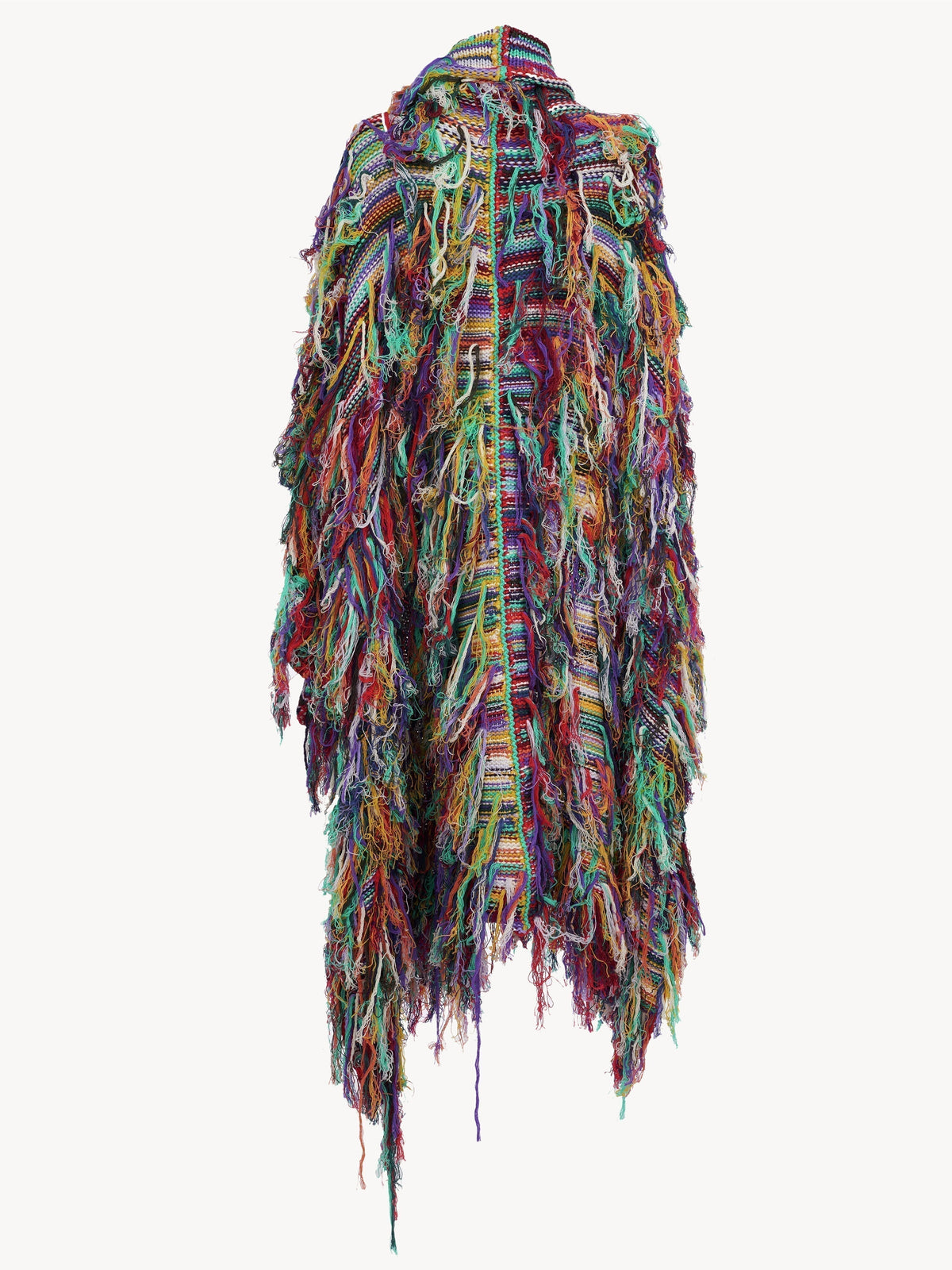 Poncho maille à franges en cachemire - Multicolor