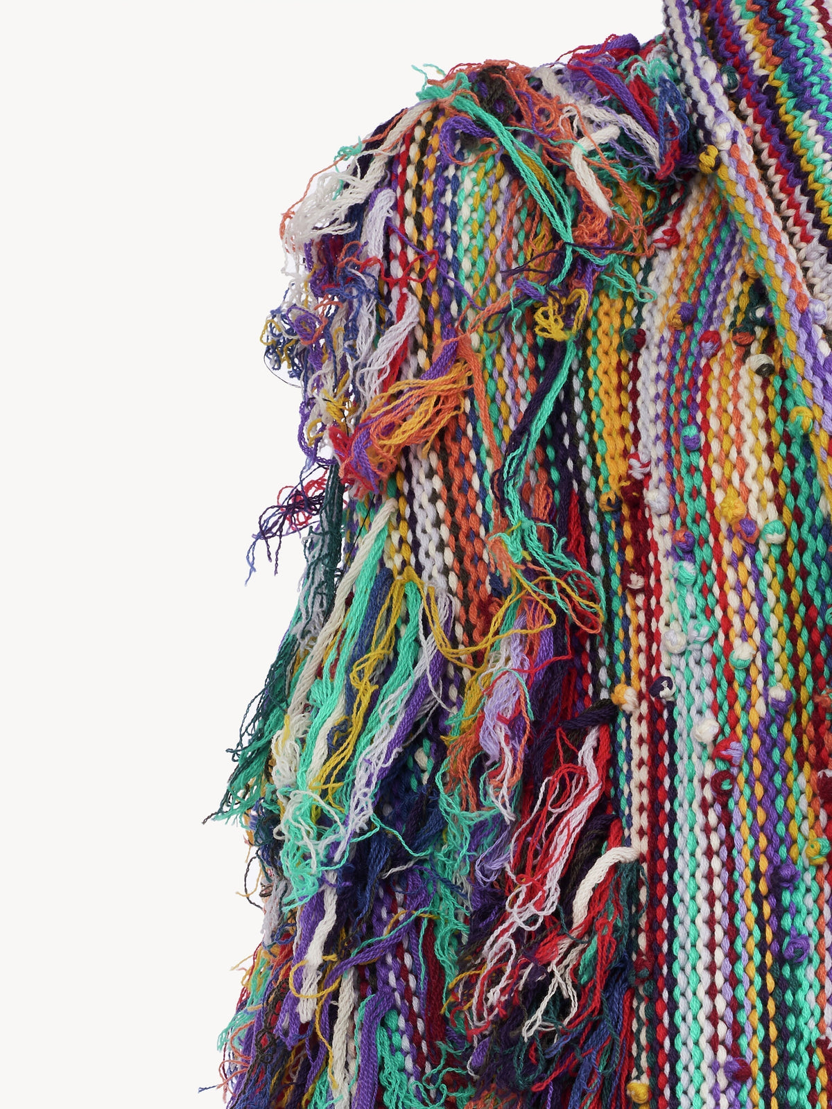 Poncho maille à franges en cachemire - Multicolor