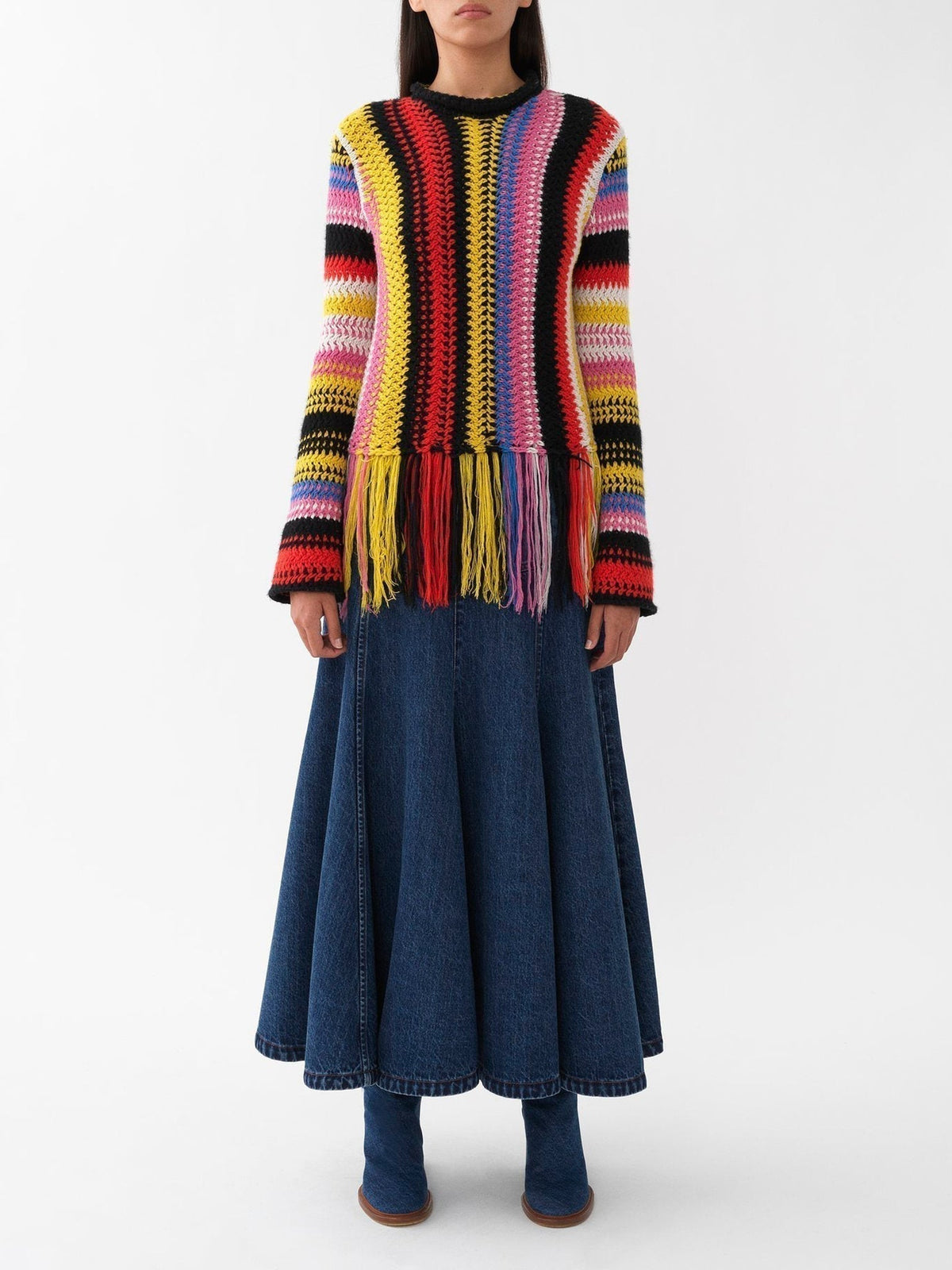 Pull frangé en cachemire - Multicolor