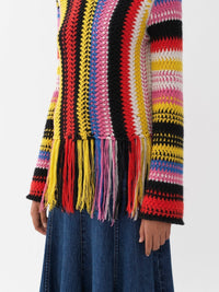 Pull frangé en cachemire - Multicolor