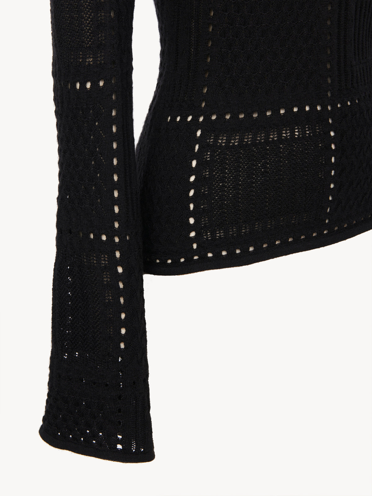 NEW_Pull ajouré en laine et cachemire - Black