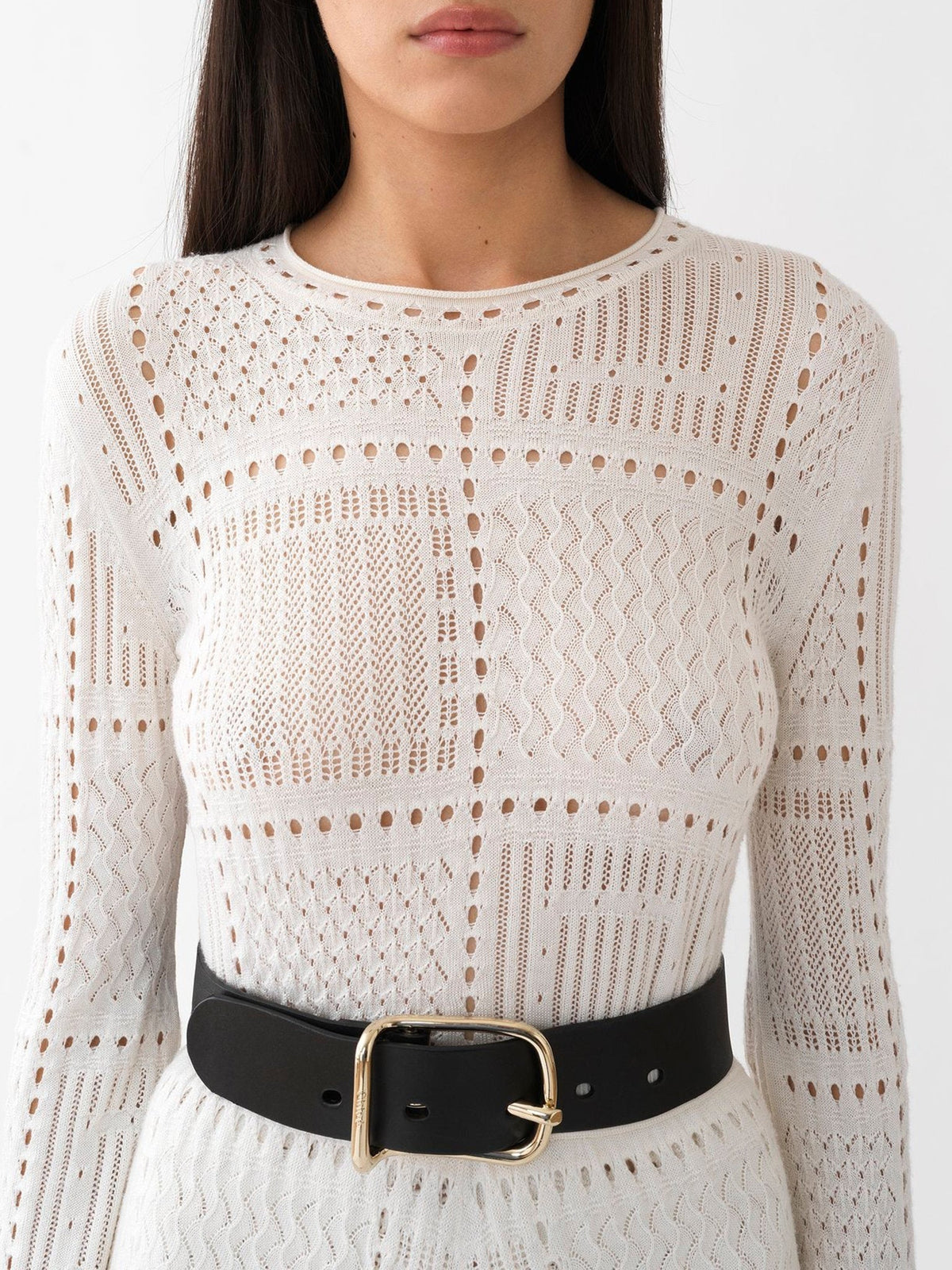 NEW_Pull ajouré en laine et cachemire - Cloudy White