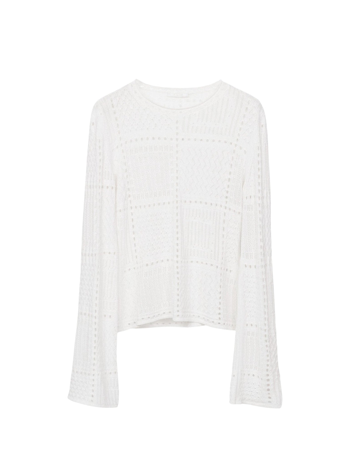 NEW_Pull ajouré en laine et cachemire - Cloudy White