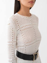 NEW_Pull ajouré en laine et cachemire - Cloudy White