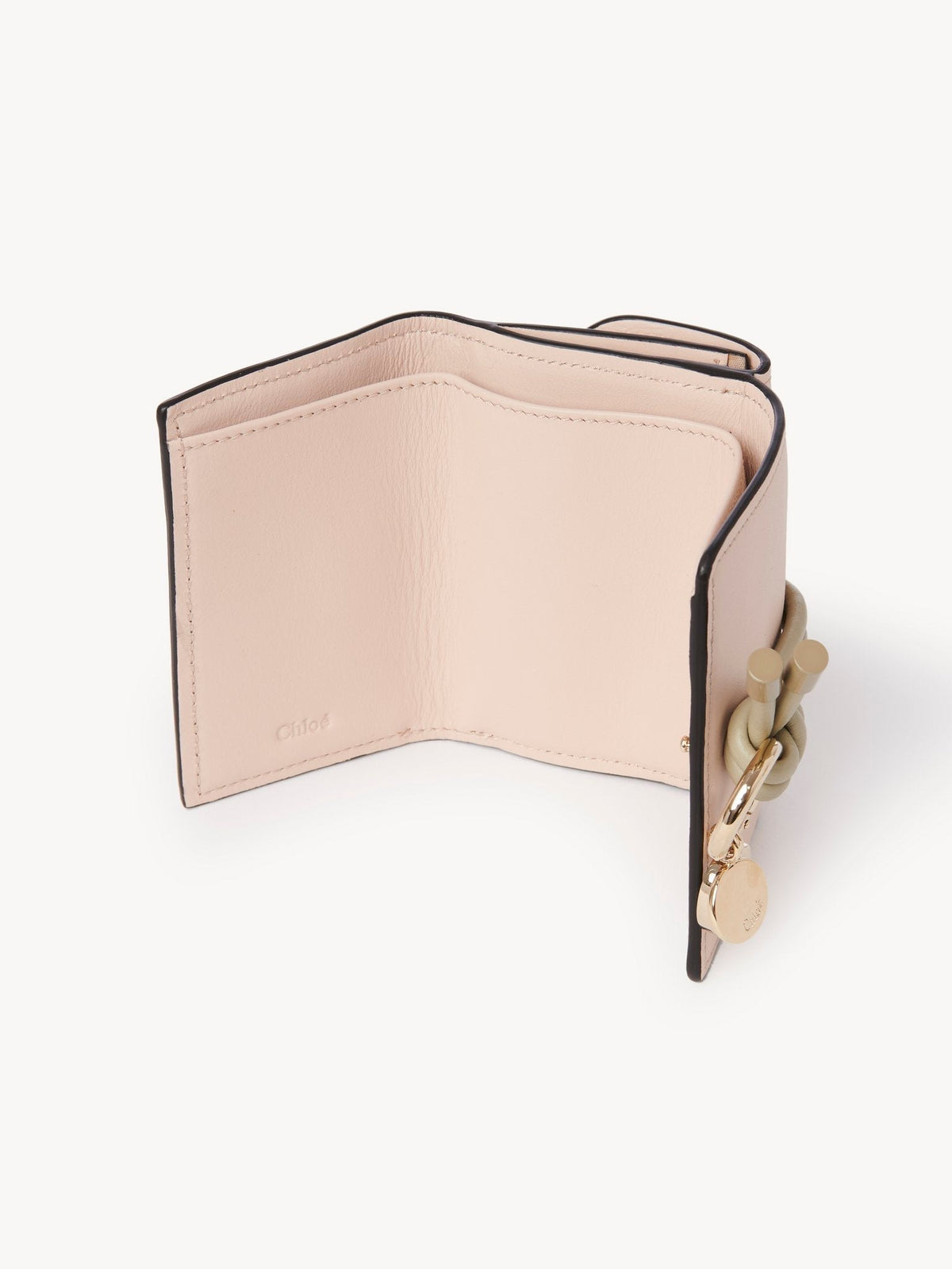 Mini portefeuille à trois volets Alphabet en cuir - Cement Pink
