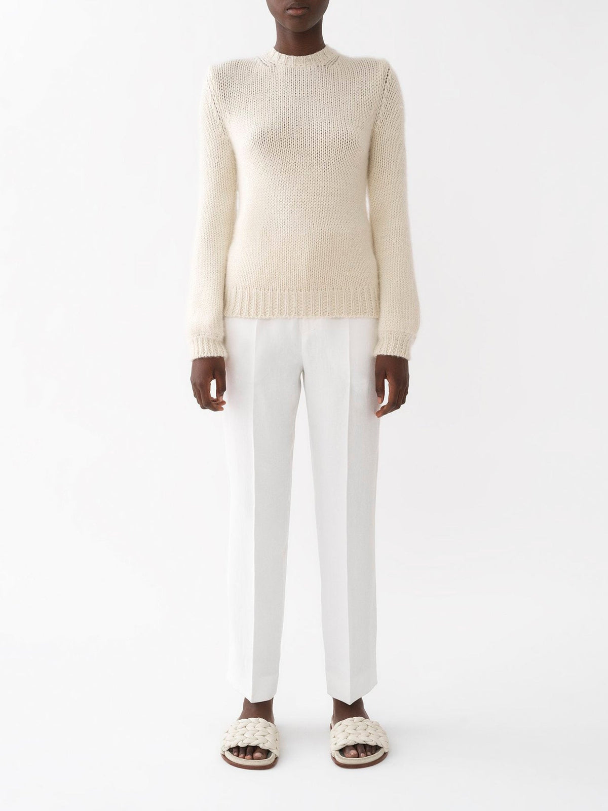 Pantalon droit à pinces en lin - Iconic Milk