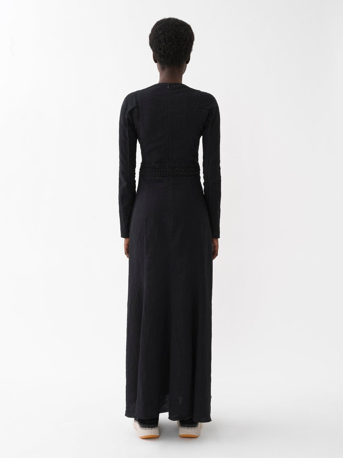 Robe longue cintrée en cuir - Black