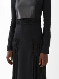 Robe longue cintrée en cuir - Black