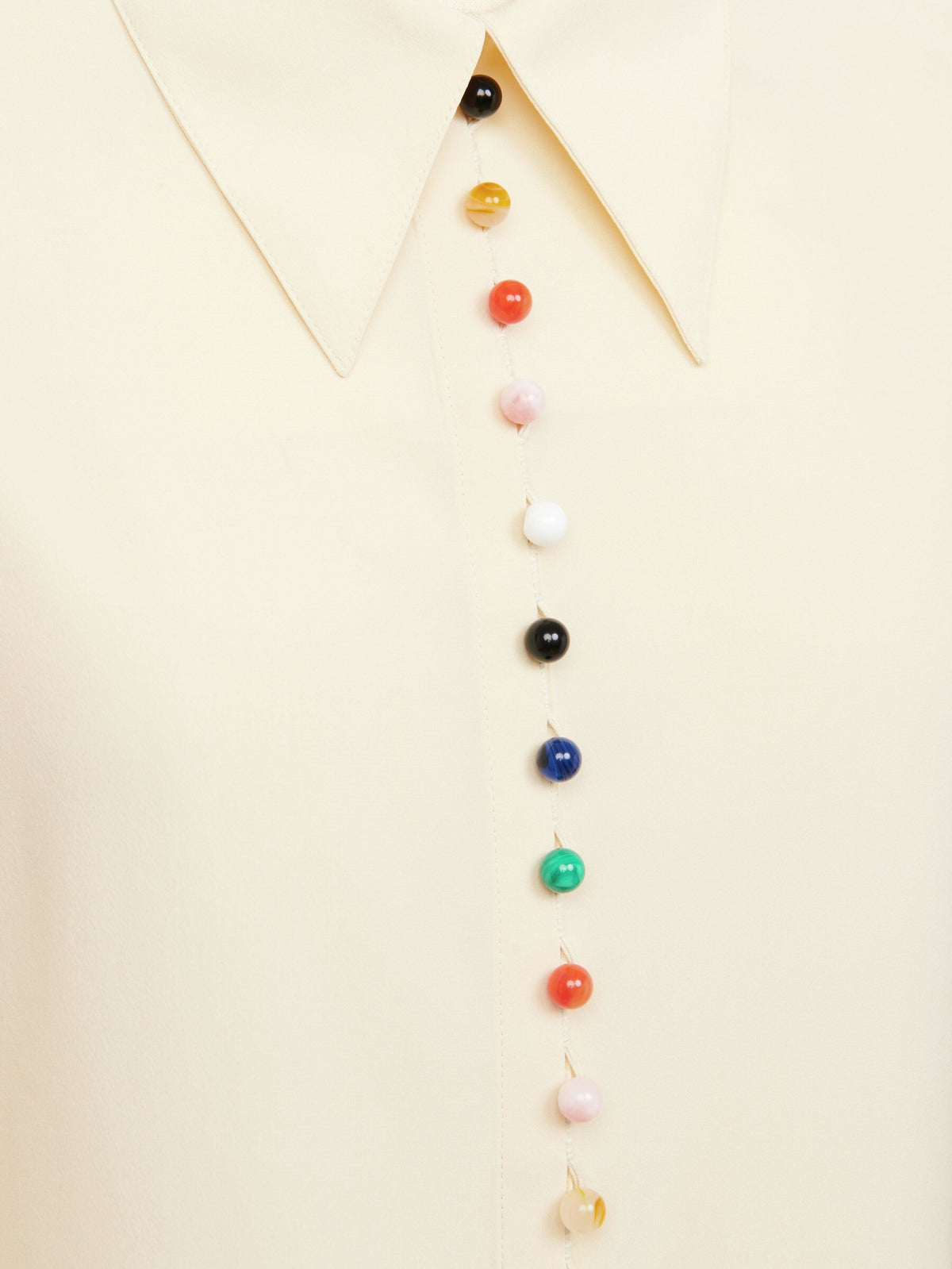 Robe longue à boutons multicolores en soie - Seedpearl Beige