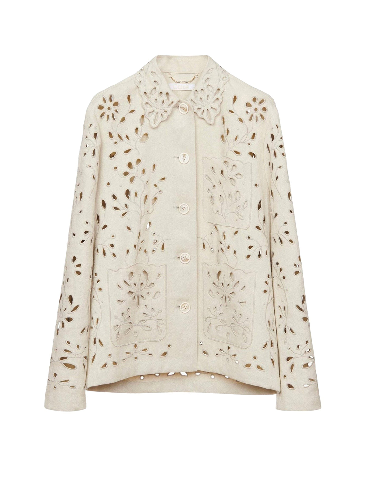NEW_Veste ajourée à boutons - Soft Ivory