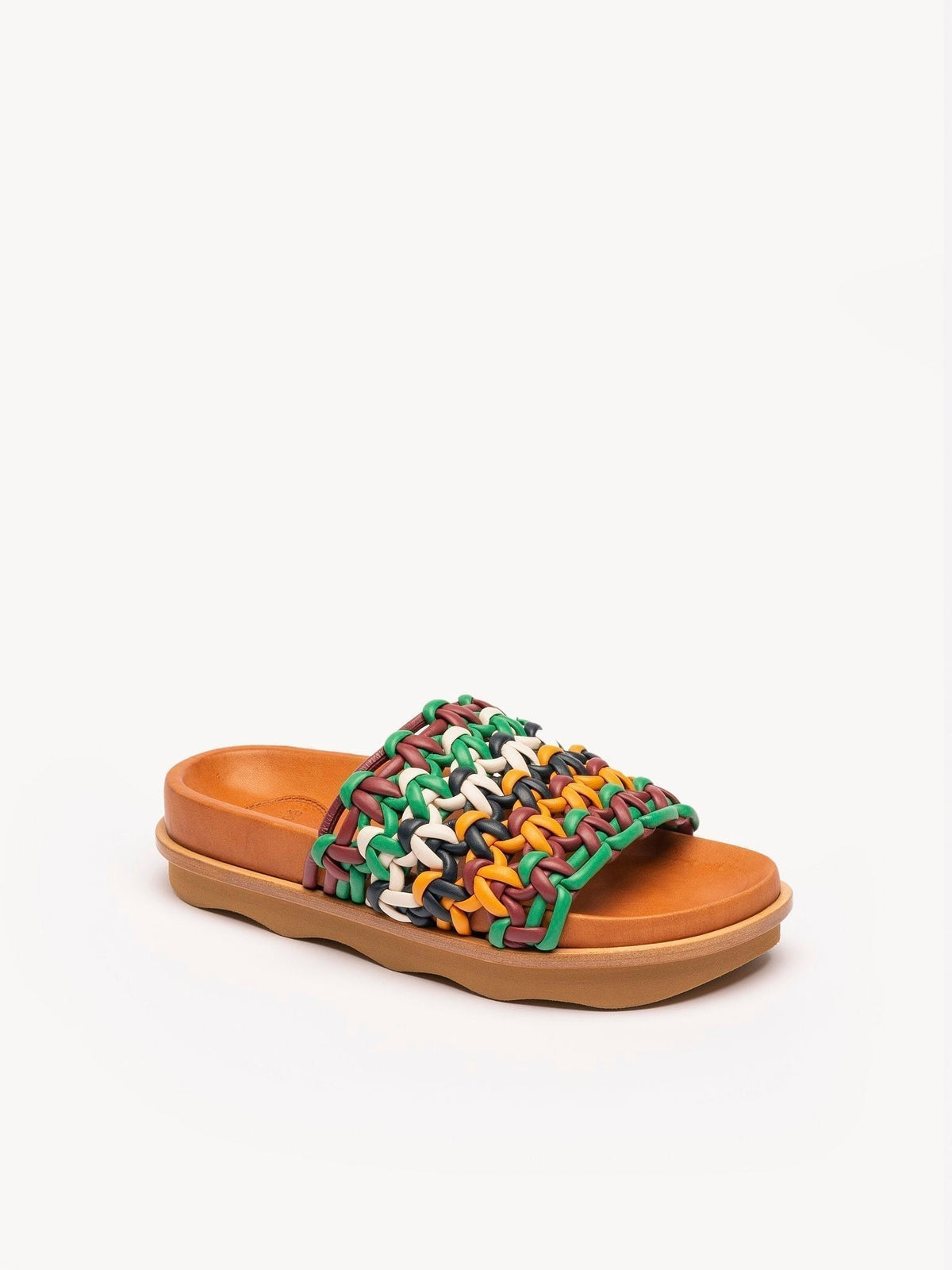 NEW_Sandales tricotées en cuir - Multicolor Brown