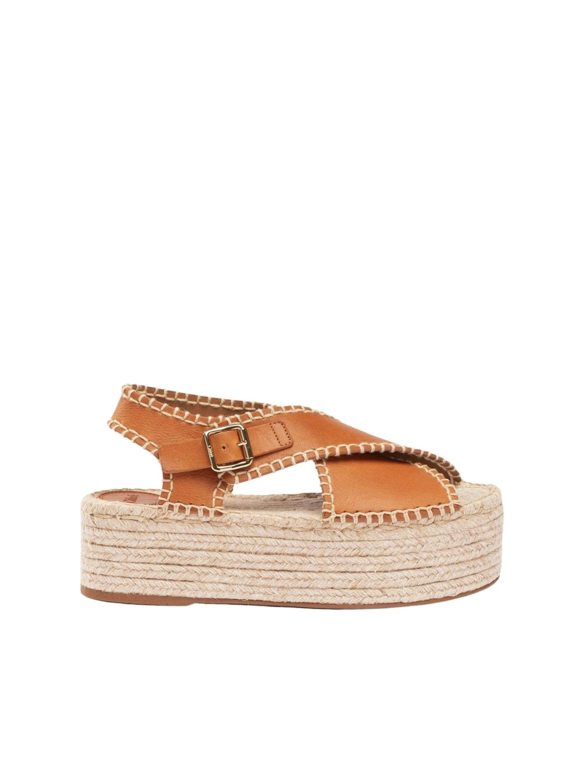 Espadrilles compensées Lucinda 60 en cuir - Luminous Ochre