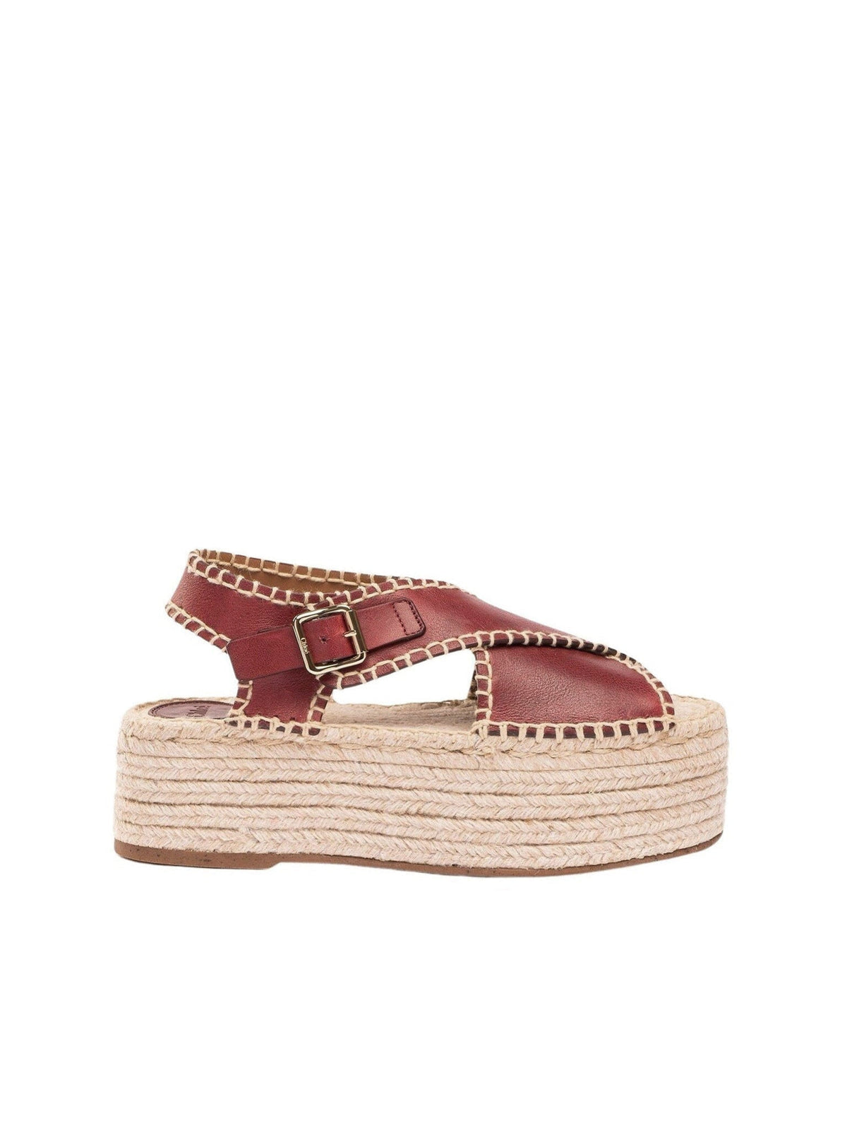 Espadrilles compensées Lucinda 60 en cuir - Rusted Red