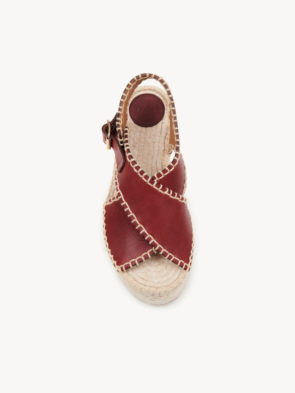 Espadrilles compensées Lucinda 60 en cuir - Rusted Red