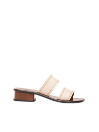 Mules Laia à double brides 35 en cuir - Eggshell