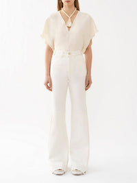 Pantalon coupe évasé - White & Beige
