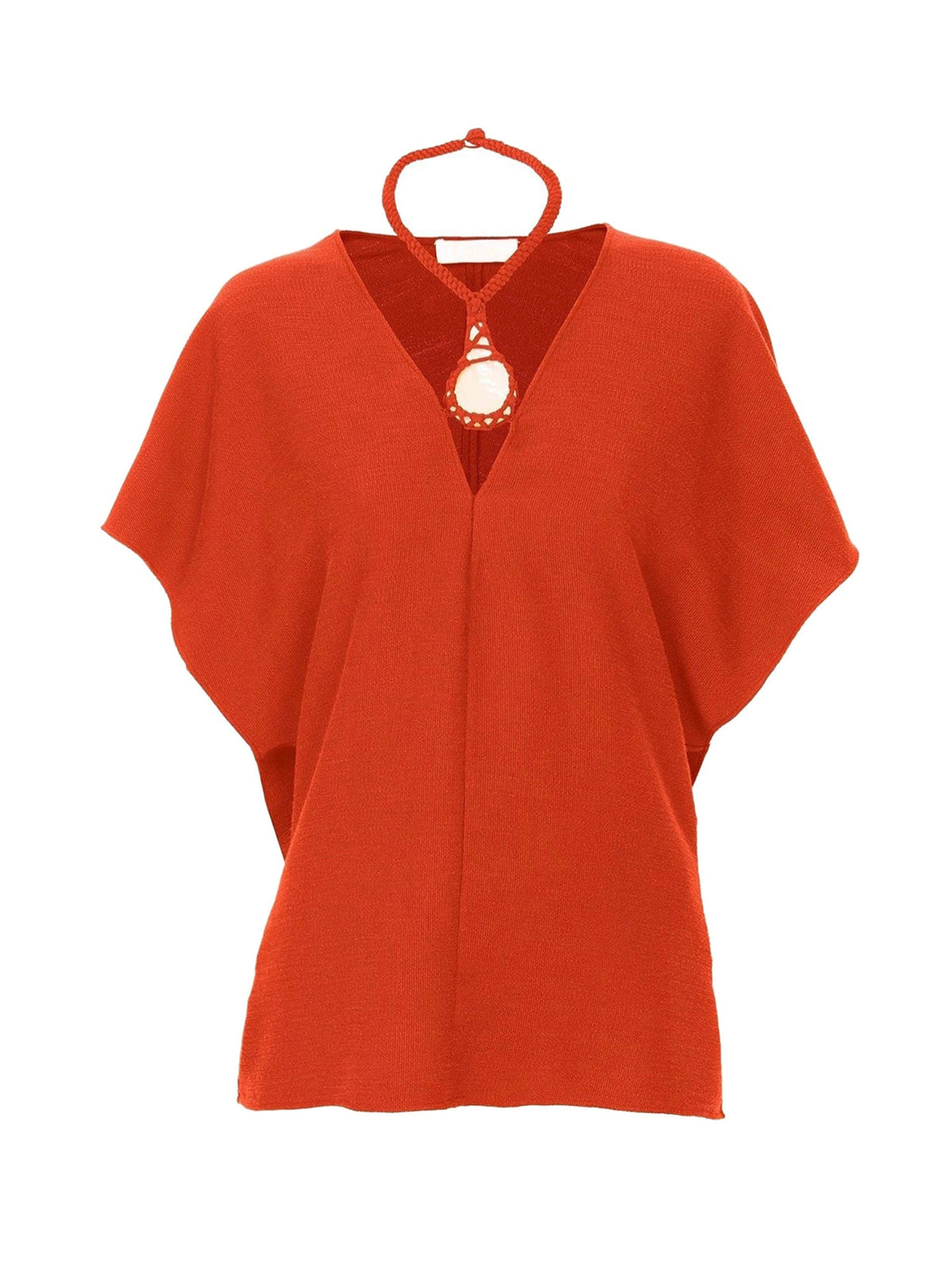 NEW_Top à manches courtes  en soie - Baroque Orange
