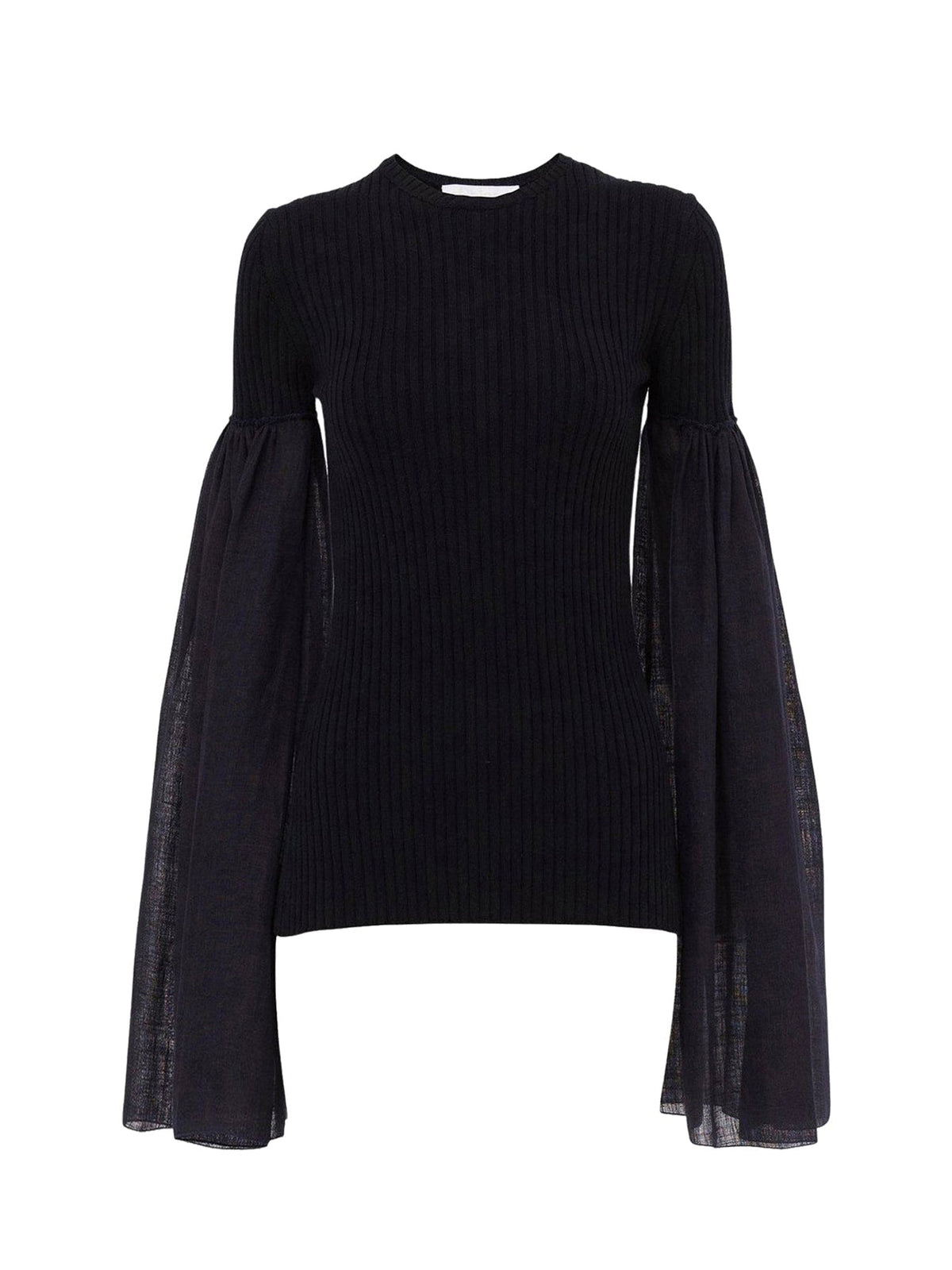Top manches longues froncées en laine et cachemire - Ink Navy