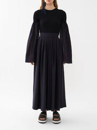 Top manches longues froncées en laine et cachemire - Ink Navy