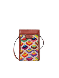 Pochette téléphone Edith en laine et cachemire - Multicolor