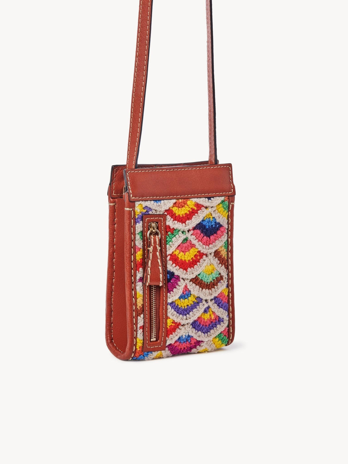 Pochette téléphone Edith en laine et cachemire - Multicolor