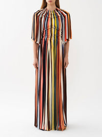 Robe maxi à manches courtes en soie - Multicolor
