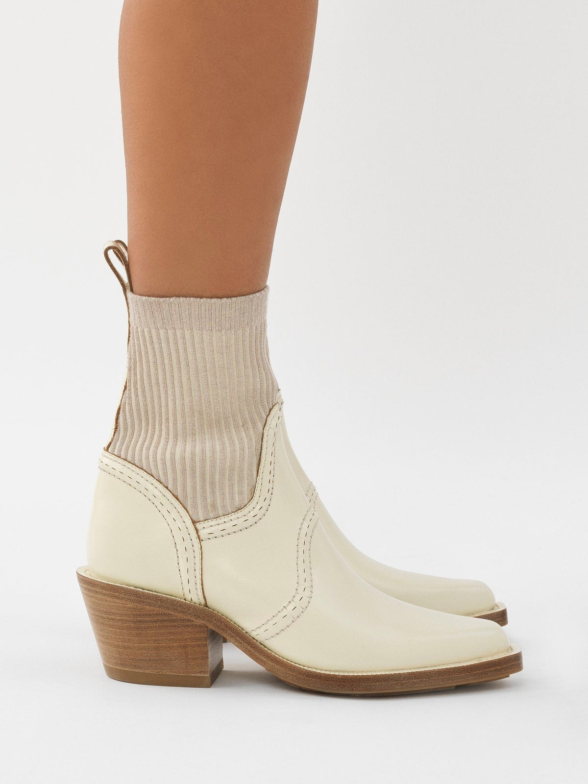 Bottines texanes effet chaussette Nellie 60 en cuir - Clay Brown