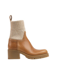 Bottines militaires effet chaussette Neva 60 en cuir - Quiet Brown