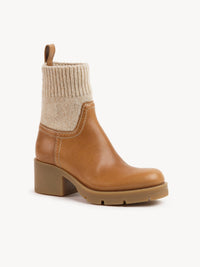 Bottines militaires effet chaussette Neva 60 en cuir - Quiet Brown