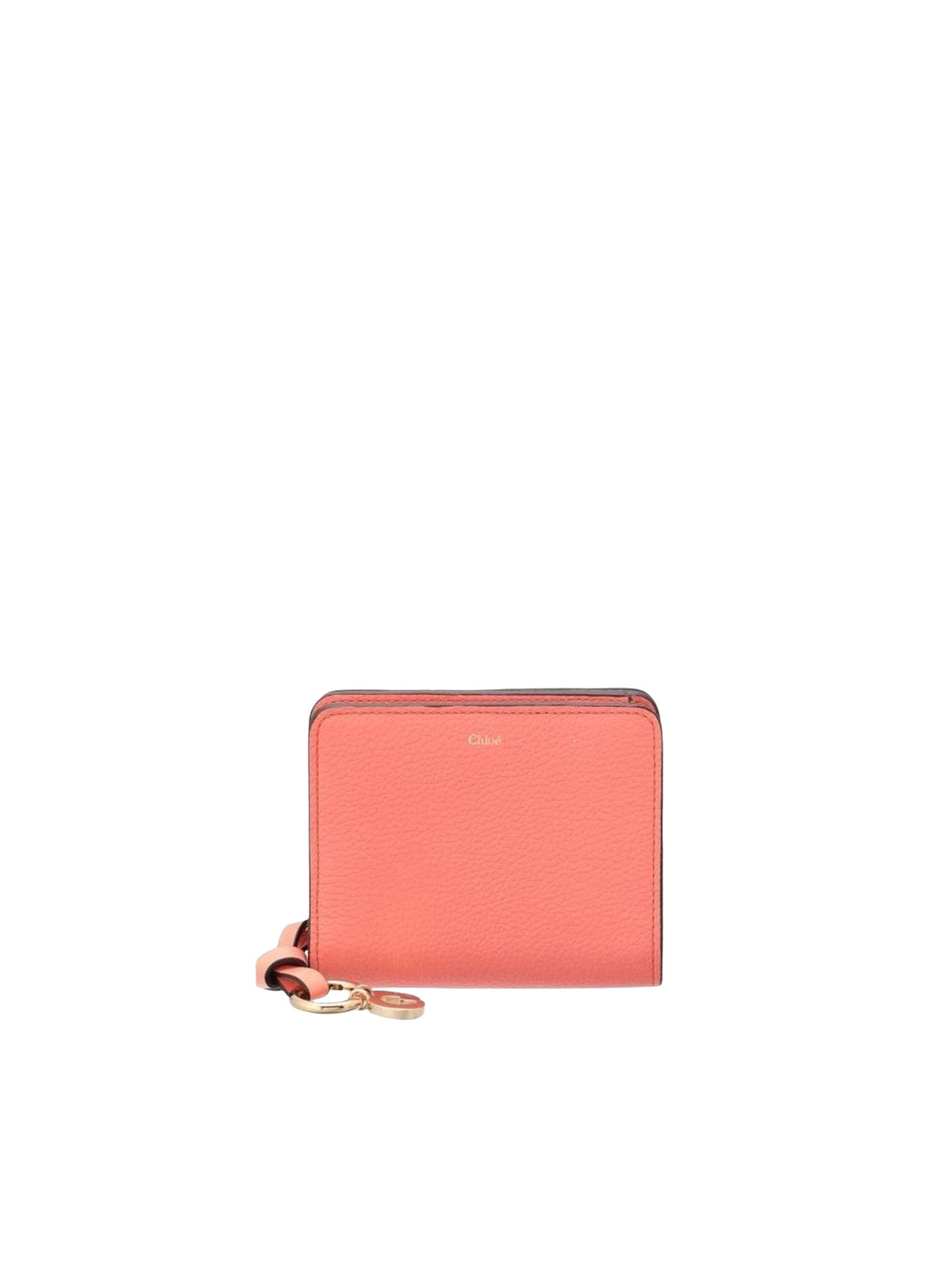 Portefeuille compact zippé Alphabet en cuir - Flaming Coral