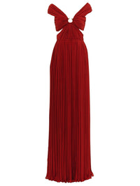 Robe plissée épaules nues en soie - Peppery Red