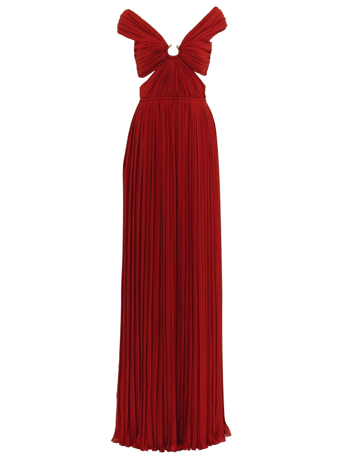 Robe plissée épaules nues en soie - Peppery Red