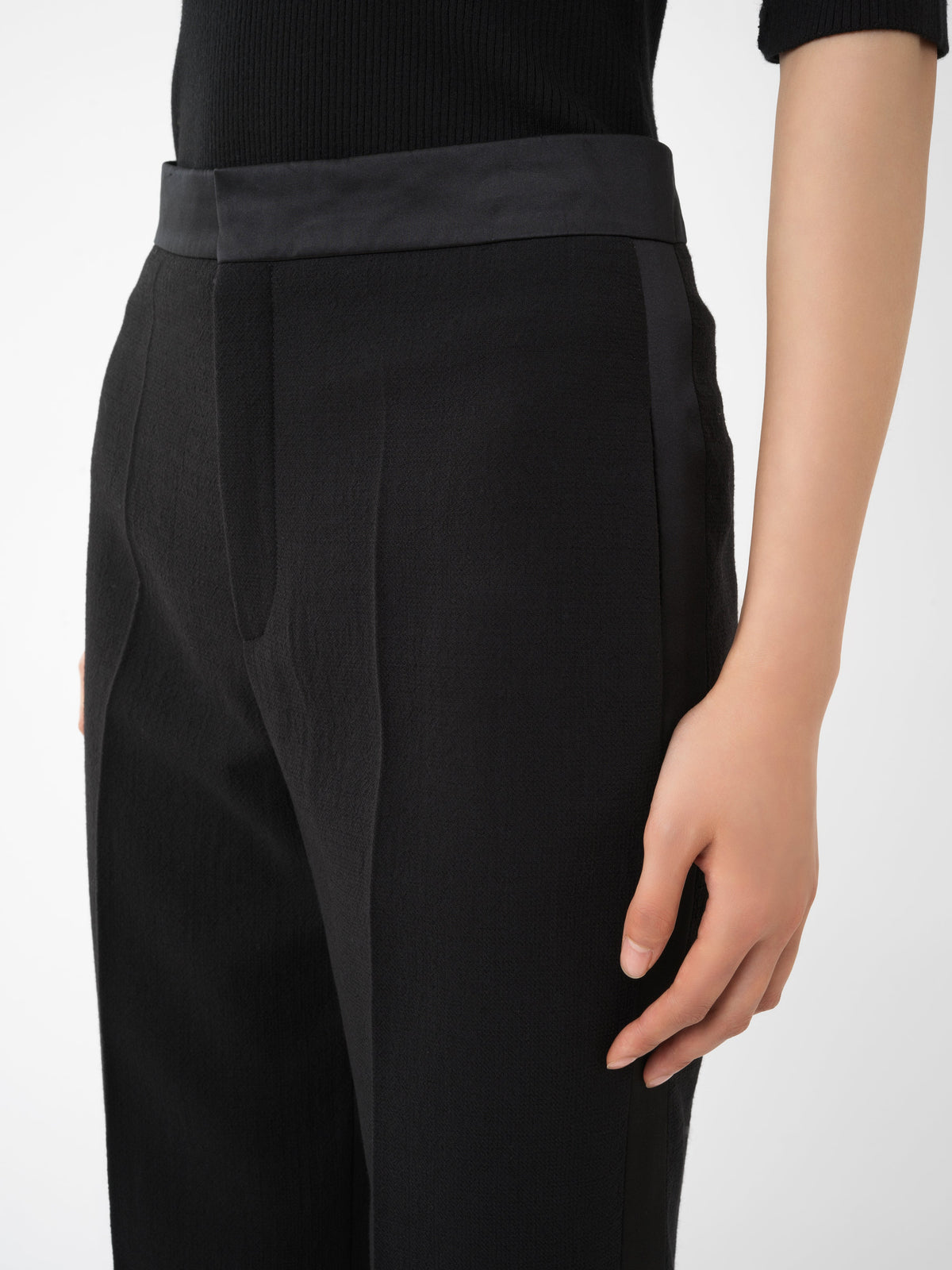 Pantalon droit taille haute en laine - Black