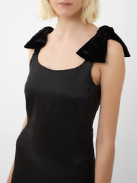 Robe midi noué en laine et soie - Black